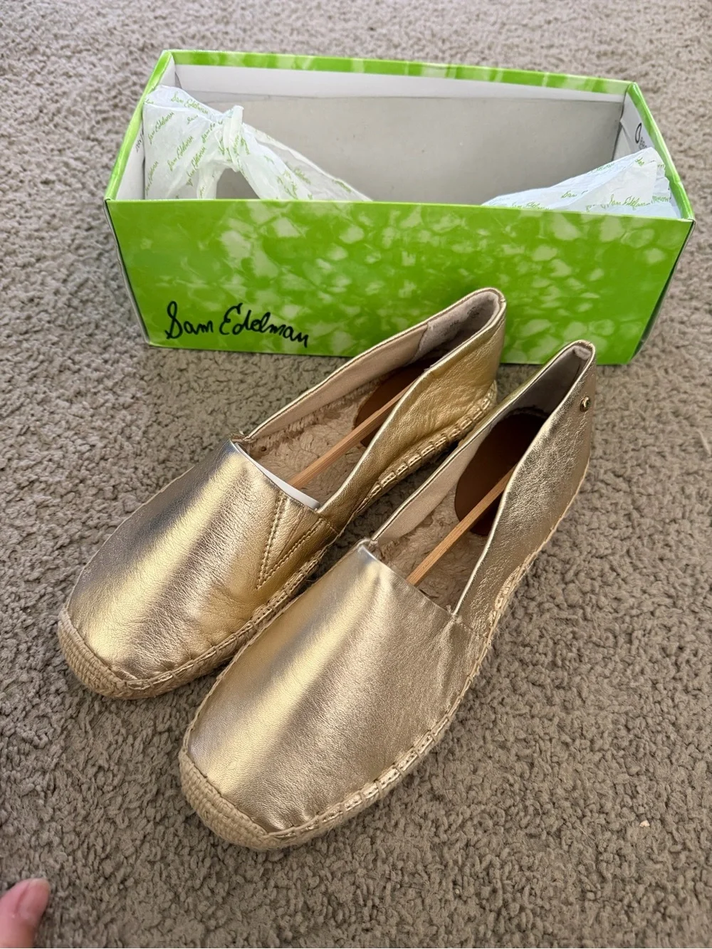 Sam Edelman Metallic Gold Espadrille Slip-On Flats